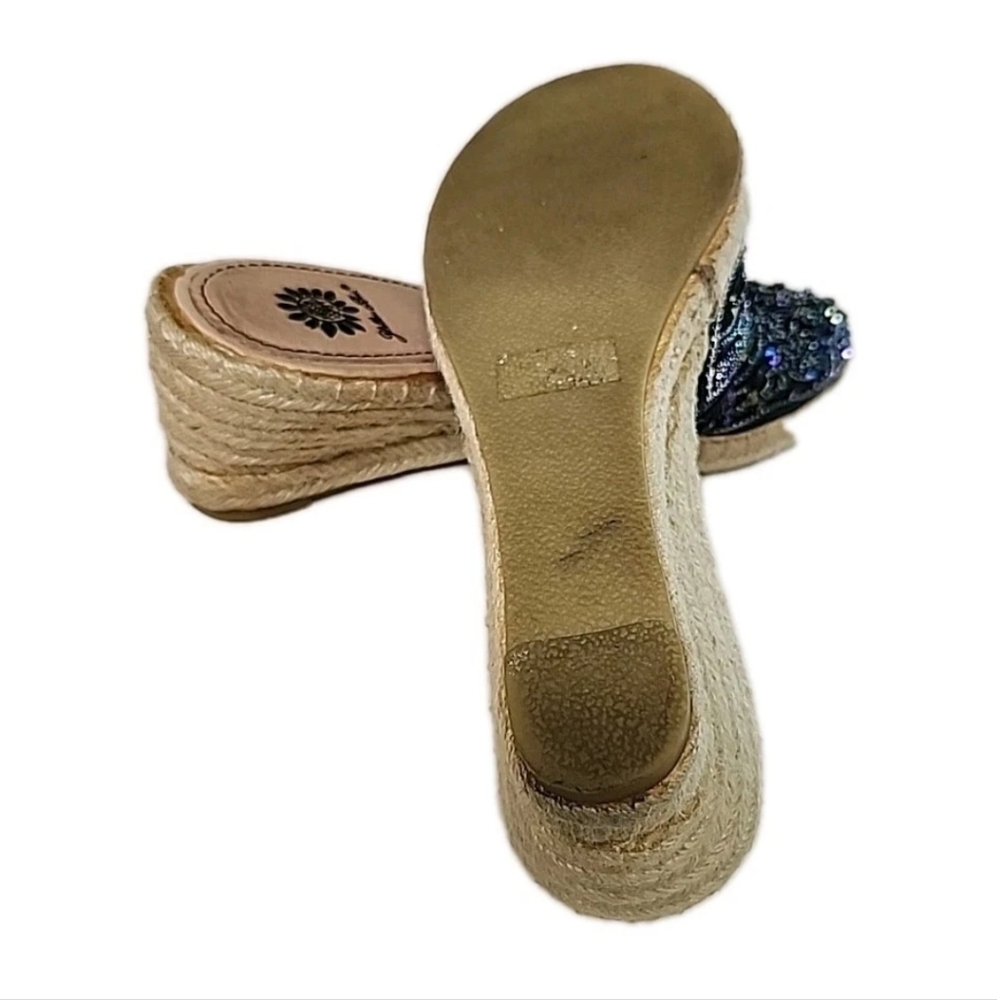 Yellow Box Kina Beaded Sequin Espadrille Wedge Sandals Womens Size 8 Boho Mules - Picture 8 of 10